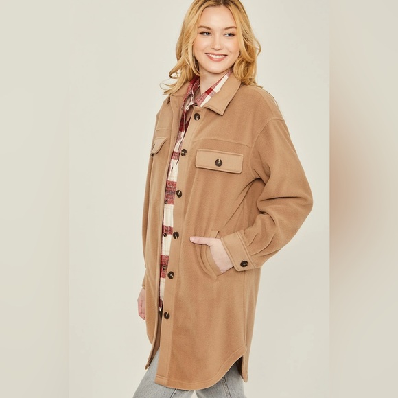 (#79) LOVE TREE Fleece Shacket - Picture 2 of 6